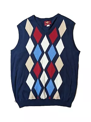 Russell Simmons Argyleculture Mens 2XL Cotton V-Neck Sweater Vest Argyle Navy • $17.07