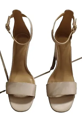 Michael Kors Strapped Light Cream Fiona Wedge Leather Sandals Size 7.5M • $24.95