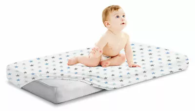 100% COTTON BABY BED FITTED SHEET COLOURFUL FIT COT BED 140x70cm Grey Blue Stars • £7.49