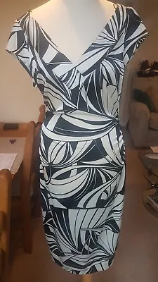 Maggy London Black And White Midi Dress American Size 12 British Size 16 • £15