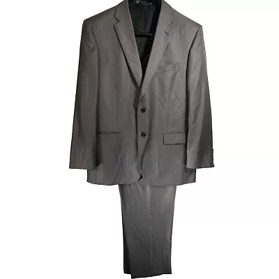 Men’s Jones New York Collection Gray And White Pinstripe 2 Piece Suit • $32