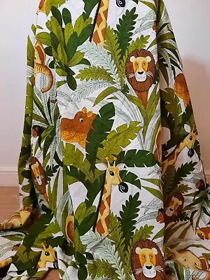 Fabric Project Jungle Animals Offcut Piece Vintage Cotton 222cm X 106cm Salvage • £24.99