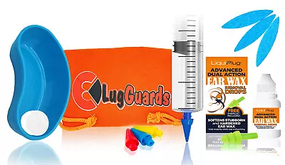 LugGuards 12 Piece Ear Wax Removal Kit Includes Ear Syringe Ear Drops & Bag • £12.99