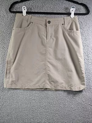 Kuhl Skirt Womens 8 Nylon Cotton Snap Button Hiking Outdoor Pockets Beige • $17.95