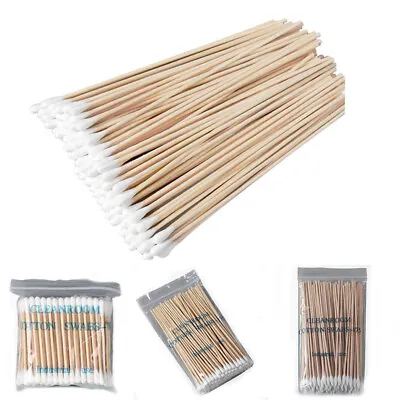 6  Extra Long Swab Applicator Q-tip Swabs Wood Handle Double Head 100Pcs Cotton • $7.67