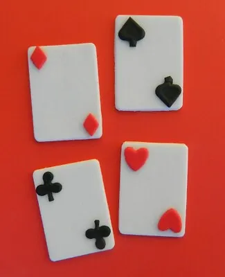 12 Edible PLAYING CARDS POKER CASINO LAS VEGAS Cupcake Cake Decorations TOPPER • £14.89