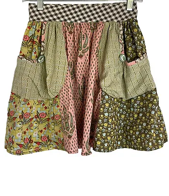 Matilda Jane Serendipity Calico Gabby Cotton Patchwork Skirt Pockets Size 12 • $25