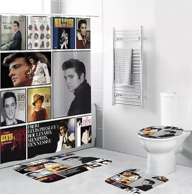 Elvis Presley Album Rock And Roll Bathroom Set- Shower Curtain Set • $24.99