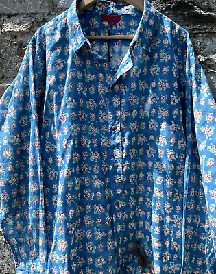 £45 • Buy BNWT Nila Rubia Classic Shirt Cotton Hand Block Print Floral Blue RRP £69 XL