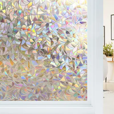 Rainbow Window Film Reflective 3D Decorative Privacy Static Clings Glass Sticker • £7.99