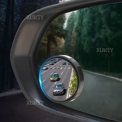 $8.69 • Buy 2 PC 2  Round 360° Adjustable Blind Spot Mirror Wide Angle Stick-on Black USA