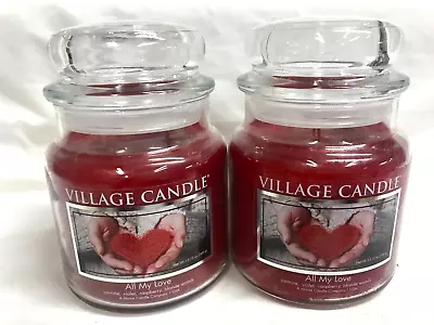 Village Candle (2) ALL MY LOVE 16 Oz Candles 2 Wick Jasmine Violet Blonde Wood • $37.99