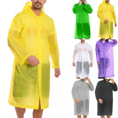 Reusable Raincoat Poncho Plastic Adult Camping Festival Rain Coat Waterproof US • $8.99