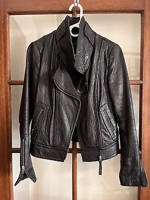 Aritzia Mackage Kenya Black Lamb Leather  Moto Jacket Small • $50