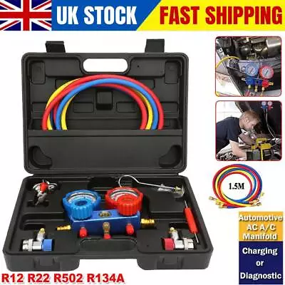 Car A/C Air Conditioning Refrigeration Diagnostic Tool Dual Manifold Gauges Set • £29.49