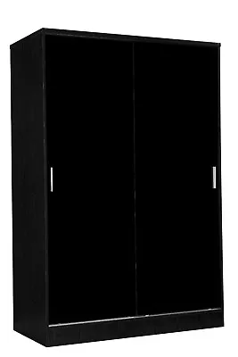 REFLECT XL 2 Door Sliding Bedroom Furniture Wardrobe In Gloss Black & Black Oak • £227.49