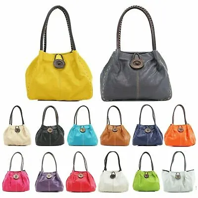 Ladies Button Shoulder Bag Women's Messenger Shoulder Tote Handbag New UK • £18.80