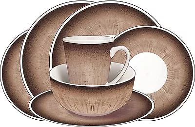 £29.99 • Buy Camping Caravan Picnic Fishing Travel Melamine 16pc Dining Dinner Set - Stone 