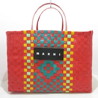 Auth MARNI Picnic Tote Red Green Yellow Polypropylene Tote Bag • $161