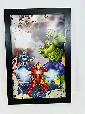 Marvel Avengers 3D Wall Art Superheros Picture Framed Hologram 18.5  X 13” • £24.12