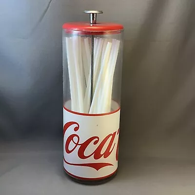 Coca-Cola Lift Straw Dispenser Glass Holder Jar Coke - Retro Vintage Diner • $31.91