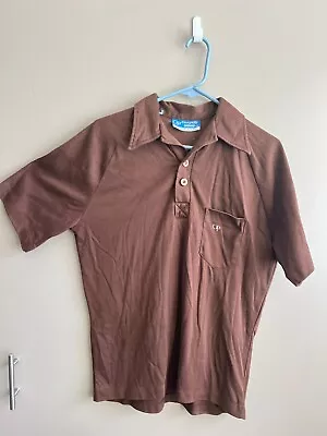 Vintage 70s/80s Ocean Pacific OP Logo Brown Short Sleeve Polo Shirt Medium • $19.99