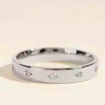 Round Diamond 1.5Ct Lab-Created Men's Wedding Band Ring 14k White Gold Plated • $85.14