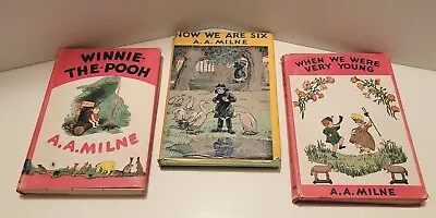 $68 • Buy 3 Vtg AA Milne Books Winnie The Pooh Now We Are Six When We Were Very Young - DJ