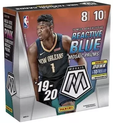 2019-20 Panini Mosaic Basketball Mega Box 10 Pack 80 Cards 10 Reactive Blue New • $55