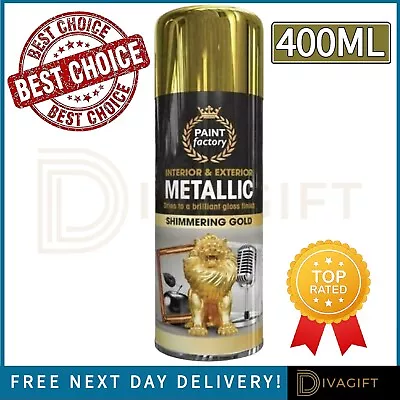 400ml Metallic Gold Shimmering Spray Paint All-purpose Gloss Metal Paint Factory • £6.75