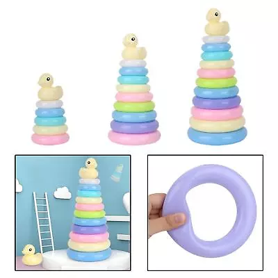 Kids Baby Toy Stacking Rings Tower Toys Rainbow Stack Up Stacker Toy Gift • £6.13