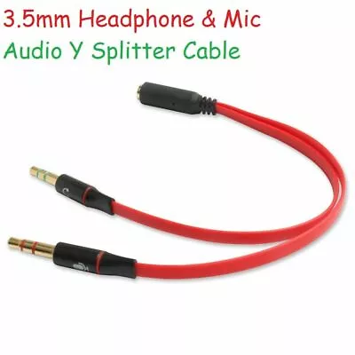 3.5mm Audio Y Splitter Cable Lead Adapter For Mic Microphone Headphone Headset • £2.48