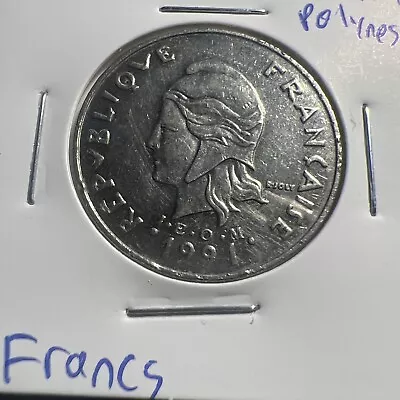 1991 French Polynesia 20 Francs Coin - Low Mintage - 500000 - Z698 • $2.09