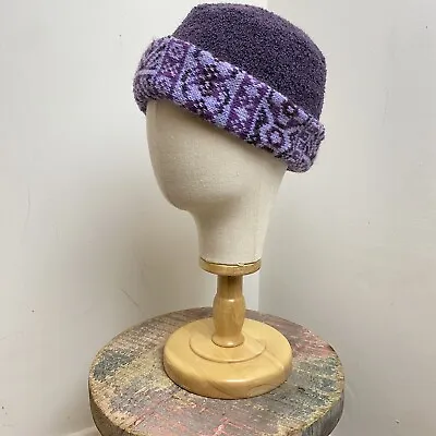 Judith Glue Orkney Island Knitwear Wool Purple Knitted Hat Fair Isle Hand Made • £19.49