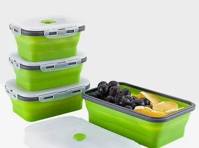 Foldable Food Silicone Boxs Collapsible Folding Storage Lunch Bowl Container • £7