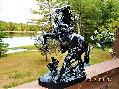 Antique French Spelter Metal Sculpture/Statue 1900 Marley Horse And Rider • $125