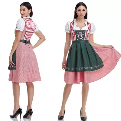 New Maid Fancy Dress German Bavarian Dirndl Dress Oktoberfest Beer Costume Lady • £11.55