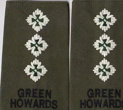 British GREEN HOWARDS REGT  CAPTAIN  Rank Slide Epaulettes COMBAT OLIVE • $24.99