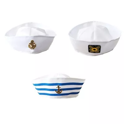 Fashion White Captain Sailor Hat Fancy Cosplay Hat  Hat For Women Men • $18.74