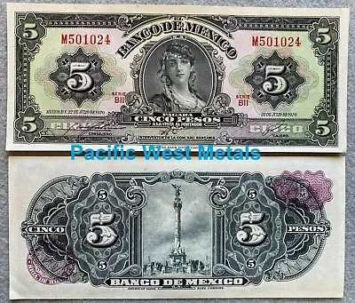 1970 Mexico 5 Pesos GYPSY UNC Mexican Banknotes Billete Cinco Sin Circular CRISP • $8.88