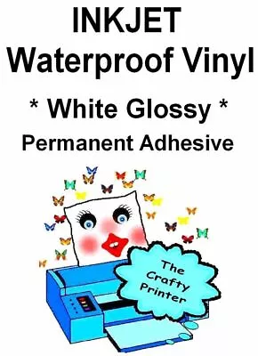 INKJET Waterproof PERMANENT Adhesive Decal Vinyl - 100 Sheets Up - GLOSSY WHITE • $165.30