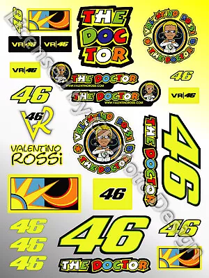 Vale Rossi The Doctor Decals Sheet 25 Stickers MotoGP Yamaha M1 • $10.96