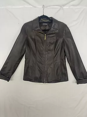 Ellen Tracy  Women’s Medium  Coco Brown  Extra Soft  Leather Jacket Gold Zipper • $38