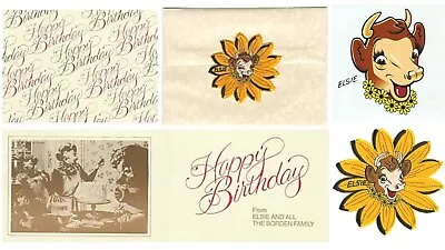 Elsie The Cow Borden's Vintage Original Set Birthday Card Patches Decal 1970's • $79.04