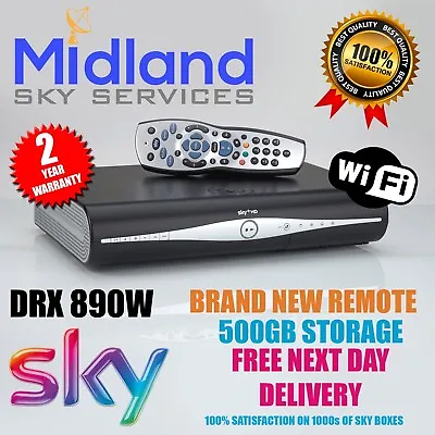 SKY+ HD BOX 500gb WIFi BUILT IN SLIMLINE RECEIVER/RECORDER + REMOTE & POWER LEAD • £64.99