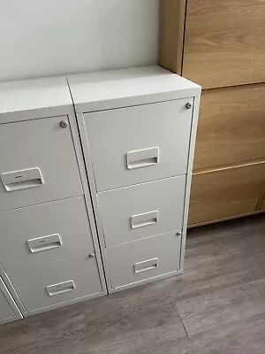 3 Drawer Pierre Henry All White Lockable Filing Cabinet A4 - Quality Steel Metal • £70