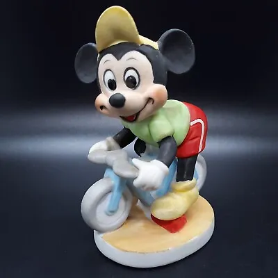 $12.99 • Buy Vintage Porcelain Bisque Walt Disney Mickey Mouse 4  Bicycling Figurine