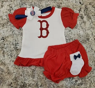 Red Sox Baby Girl Outfit Red Sox Baby Gift Girl Red Sox Take Home Outfit • $26.75