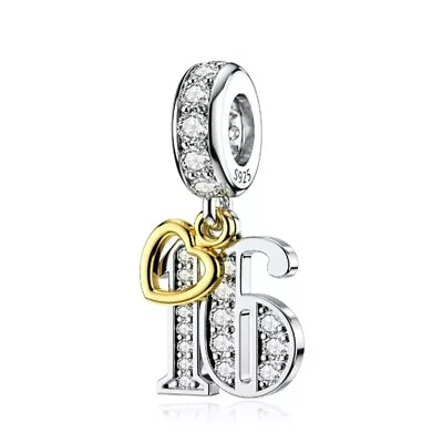 $26.99 • Buy S925 Silver & Gold Pl Hanging 16th Milestone Birthday Charm By YOUnique Designs