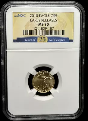 NGC - 2010 American Gold Eagle G$5 1/10 Oz MS 70 Early Releases Coin • $272